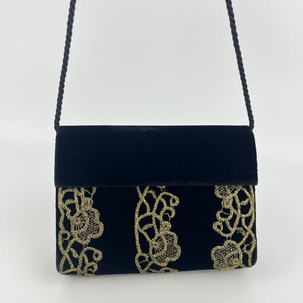 ★SOLD★ Fendi Shoulder Bag Pochette Black Velour Vintage - Picture 3 of 16